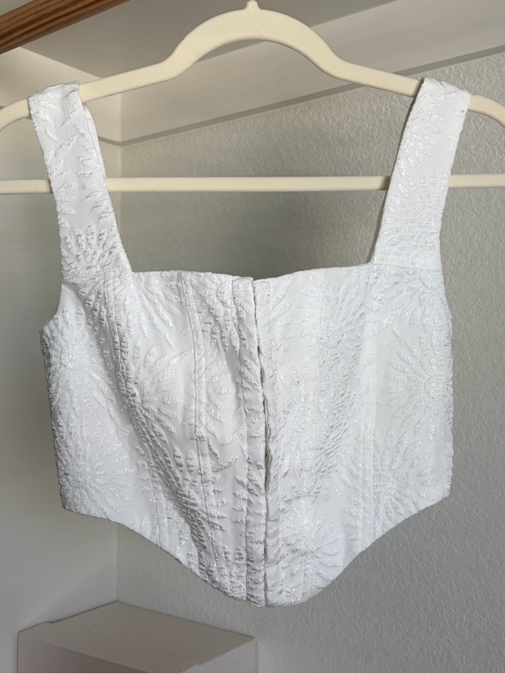 🕊️ Princess Polly White Corset Top - White Embroidered Bustier Crop Top